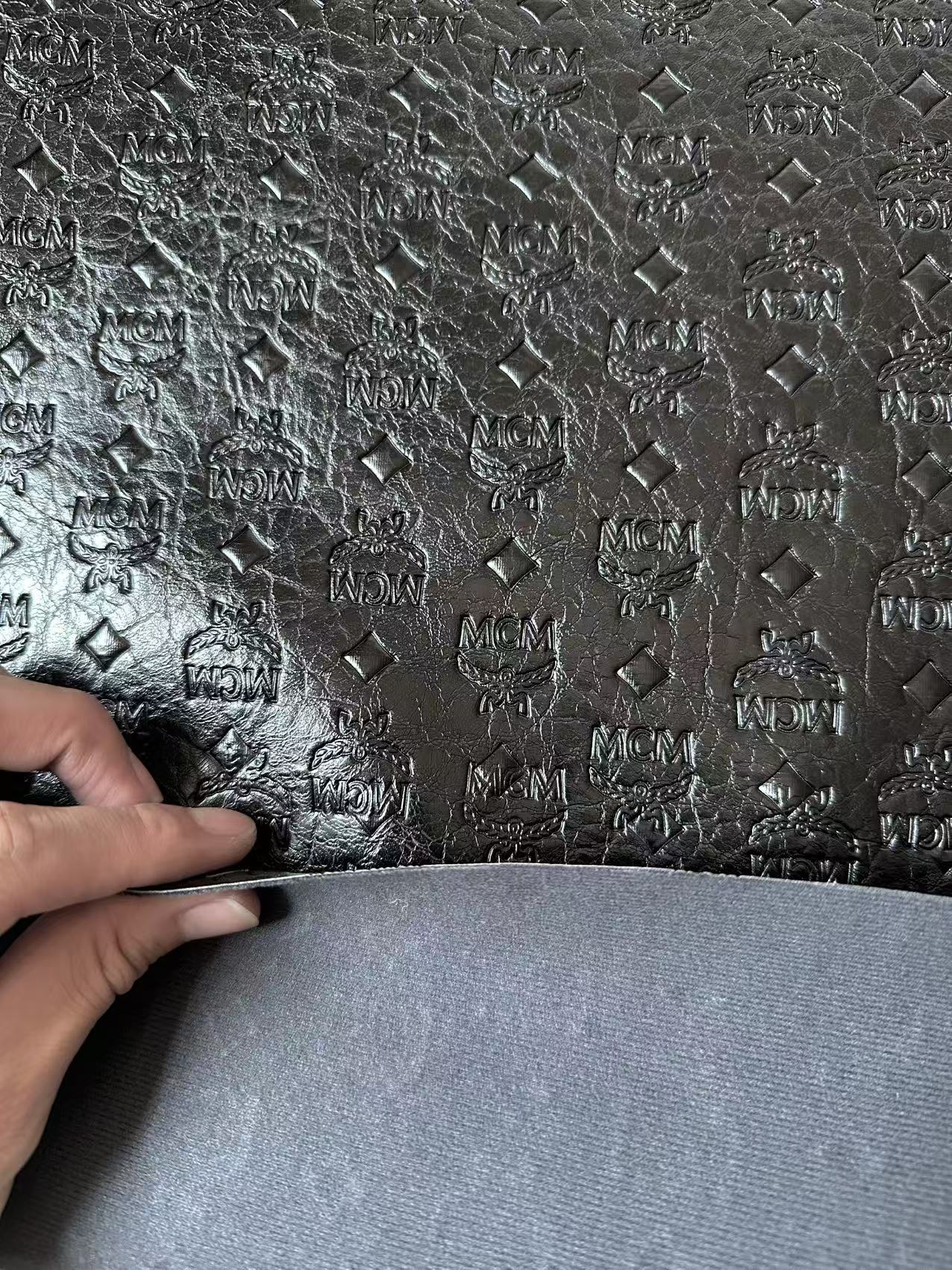 Classic Black Embossed Leather Case Fabric For Handmade Bag ,Shoes Handicraft Fabric By Yard