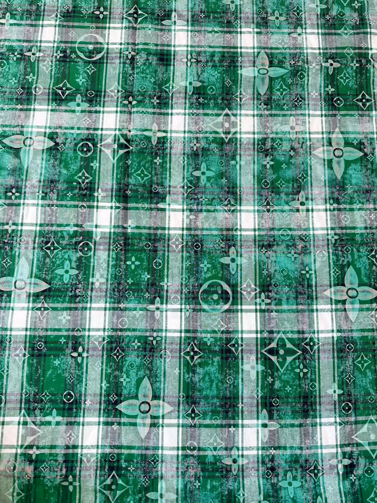 Craft 100% Cotton LV Yarn-dyed Plaid Shirt Fabric For Handmade Clothing,Shoes Goods By Yard (Green)