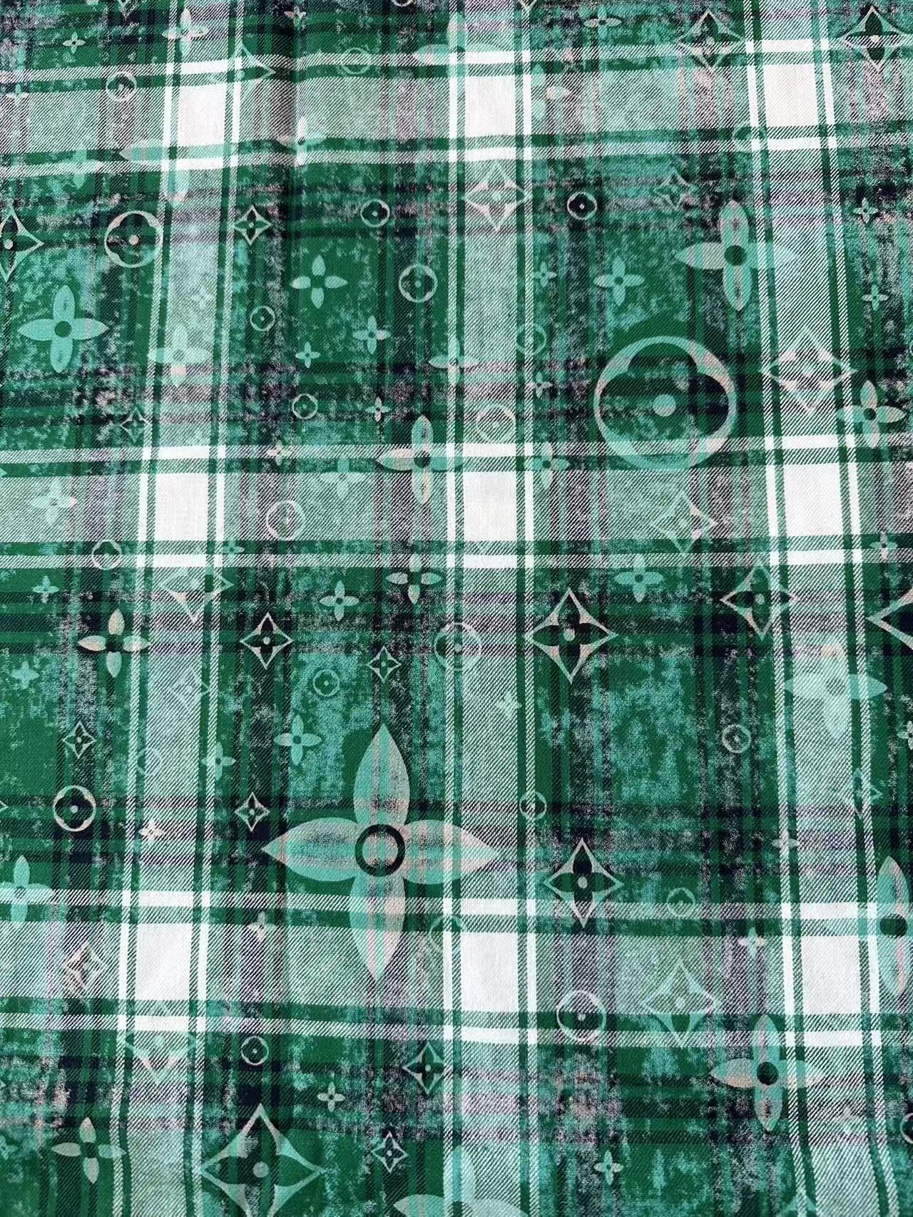 Craft 100% Cotton LV Yarn-dyed Plaid Shirt Fabric For Handmade Clothing,Shoes Goods By Yard (Green)