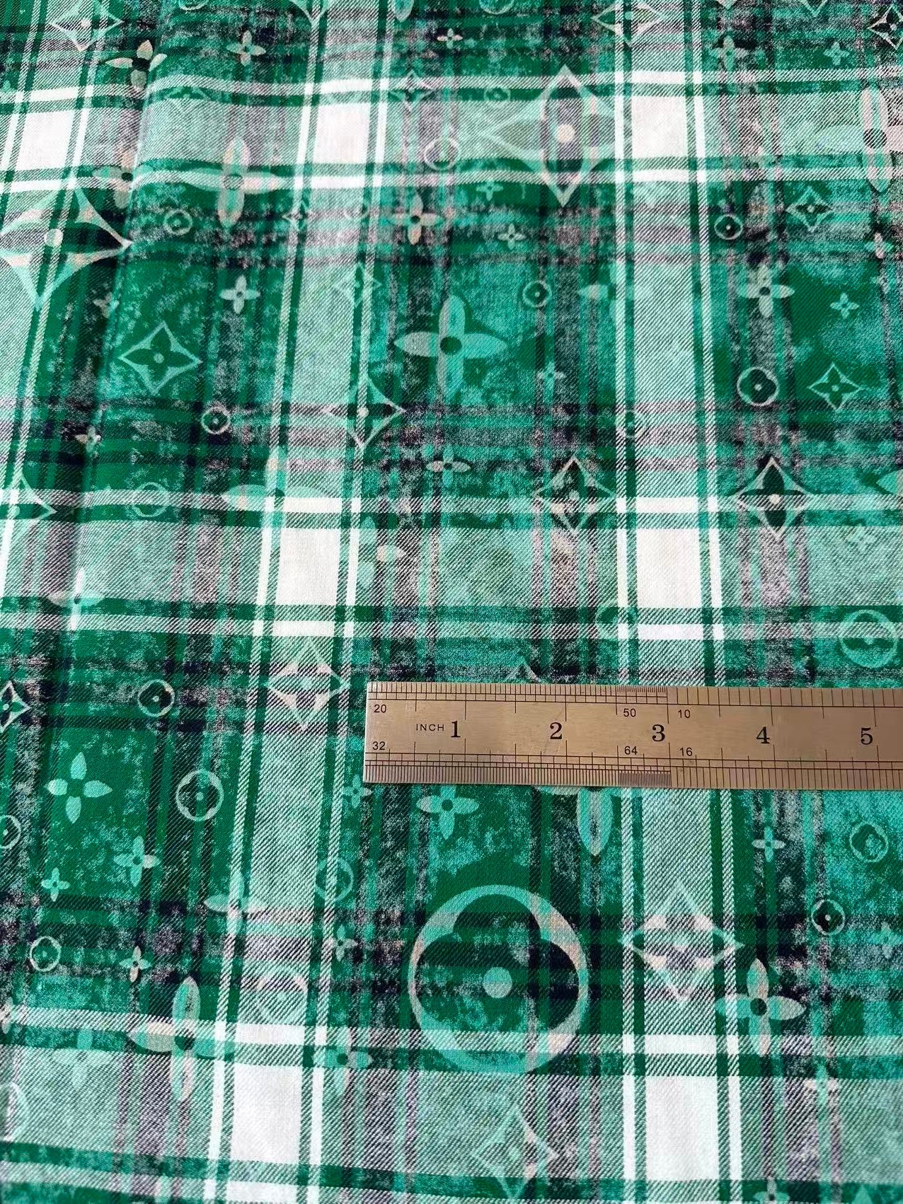 Craft 100% Cotton LV Yarn-dyed Plaid Shirt Fabric For Handmade Clothing,Shoes Goods By Yard (Green)