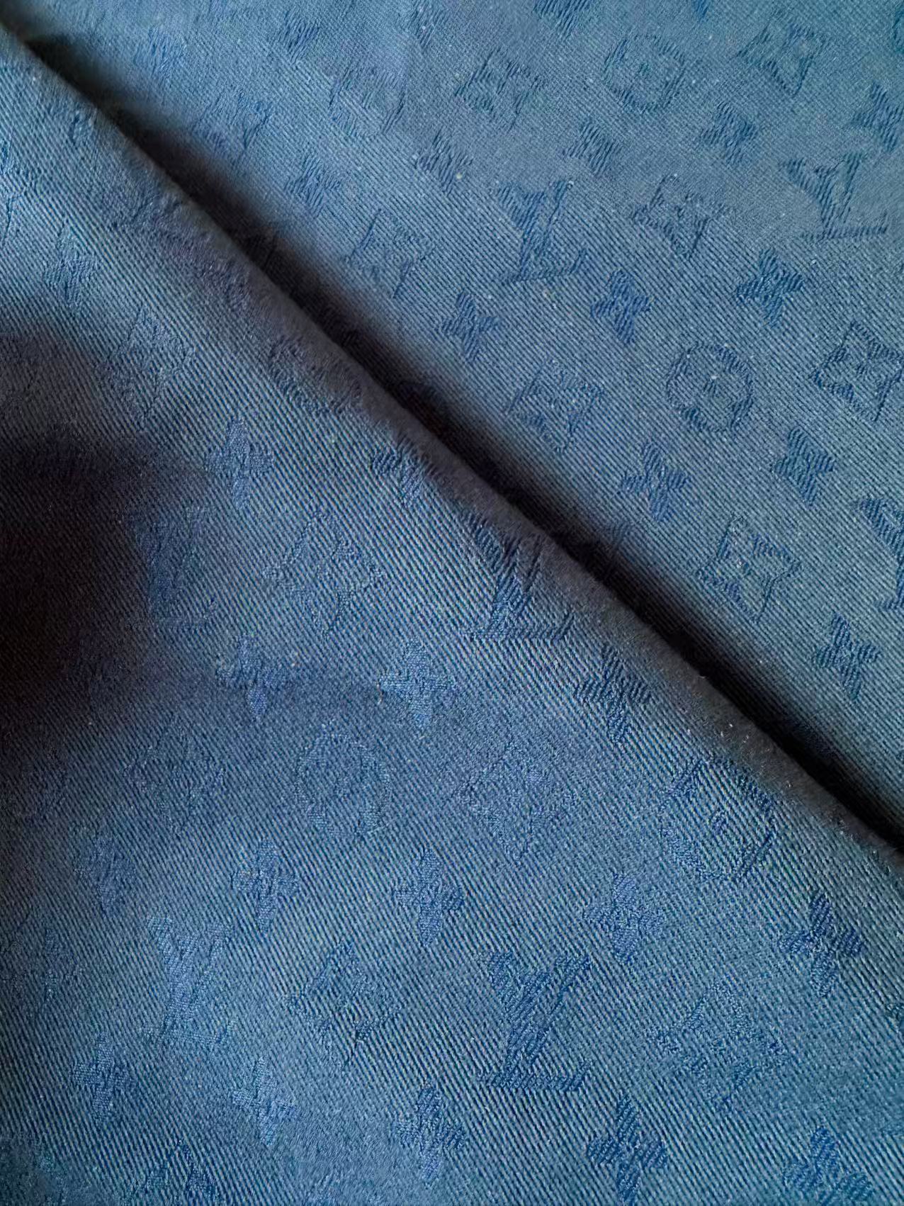 Craft Navy Blue LV Jacquard Denim Cloth Fabric For Handmade Apparel,Sneaker Goods By Yard