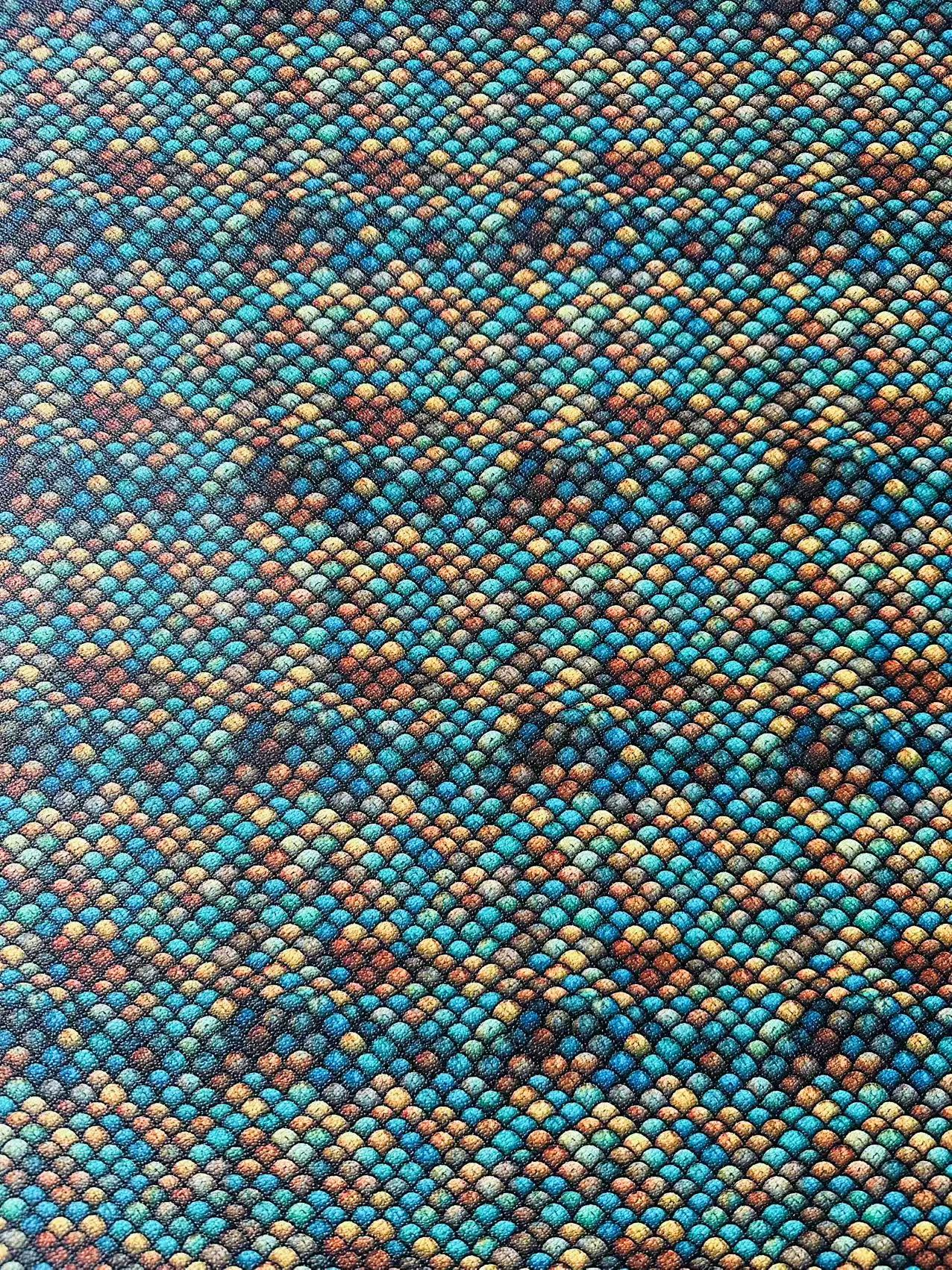 Fashion Fish Scales Design Leather Fabric For Handmade Handicraft Goods By Yard
