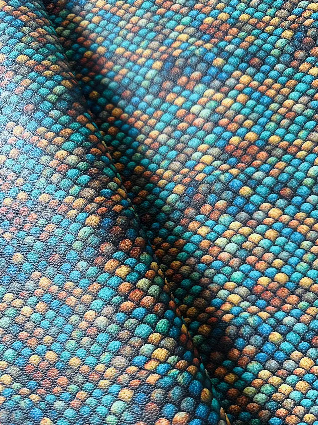 Fashion Fish Scales Design Leather Fabric For Handmade Handicraft Goods By Yard