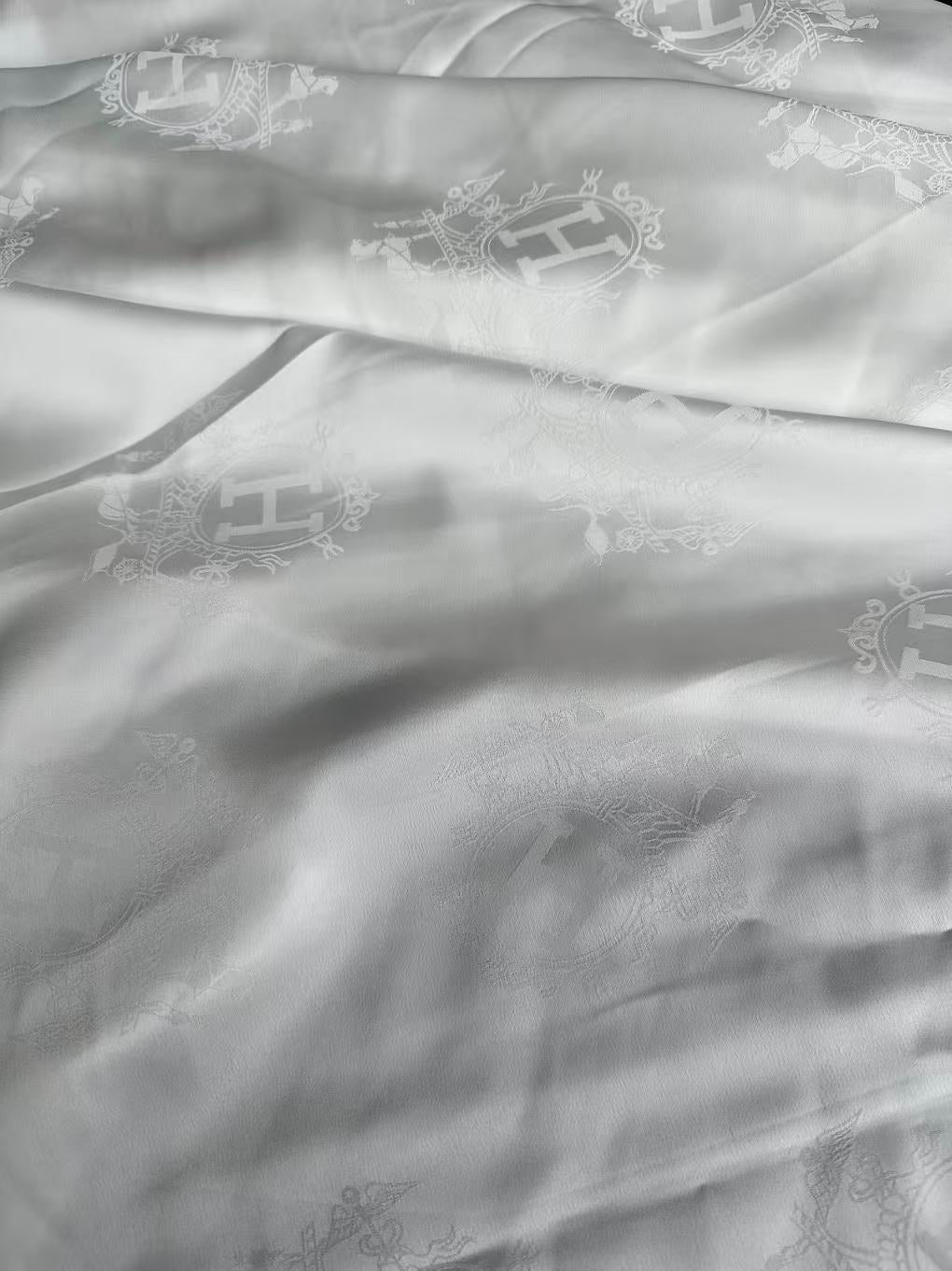Craft Hermes White Silk Jacquard Cloth Fabric For Handmade Handicraft Goods