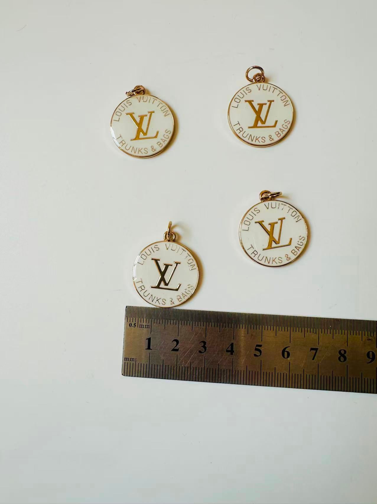 Craft 30MM LV Metal Pendant Accessory For Handmade DIY Goods(White)