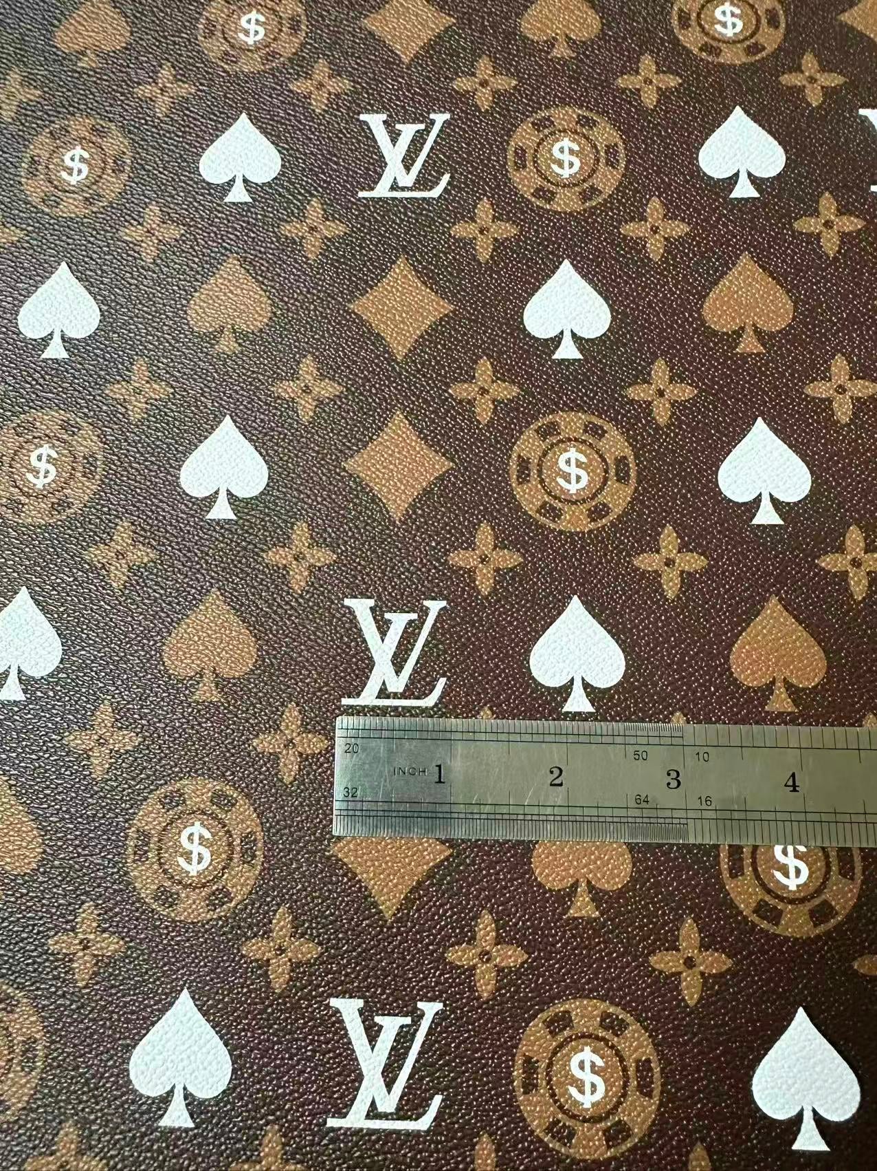 Craft Las Vegas Playing Cards With LV Leather Fabric For Handmade Shoes, Sneaker Handicraft Goods By Yard(Brown)