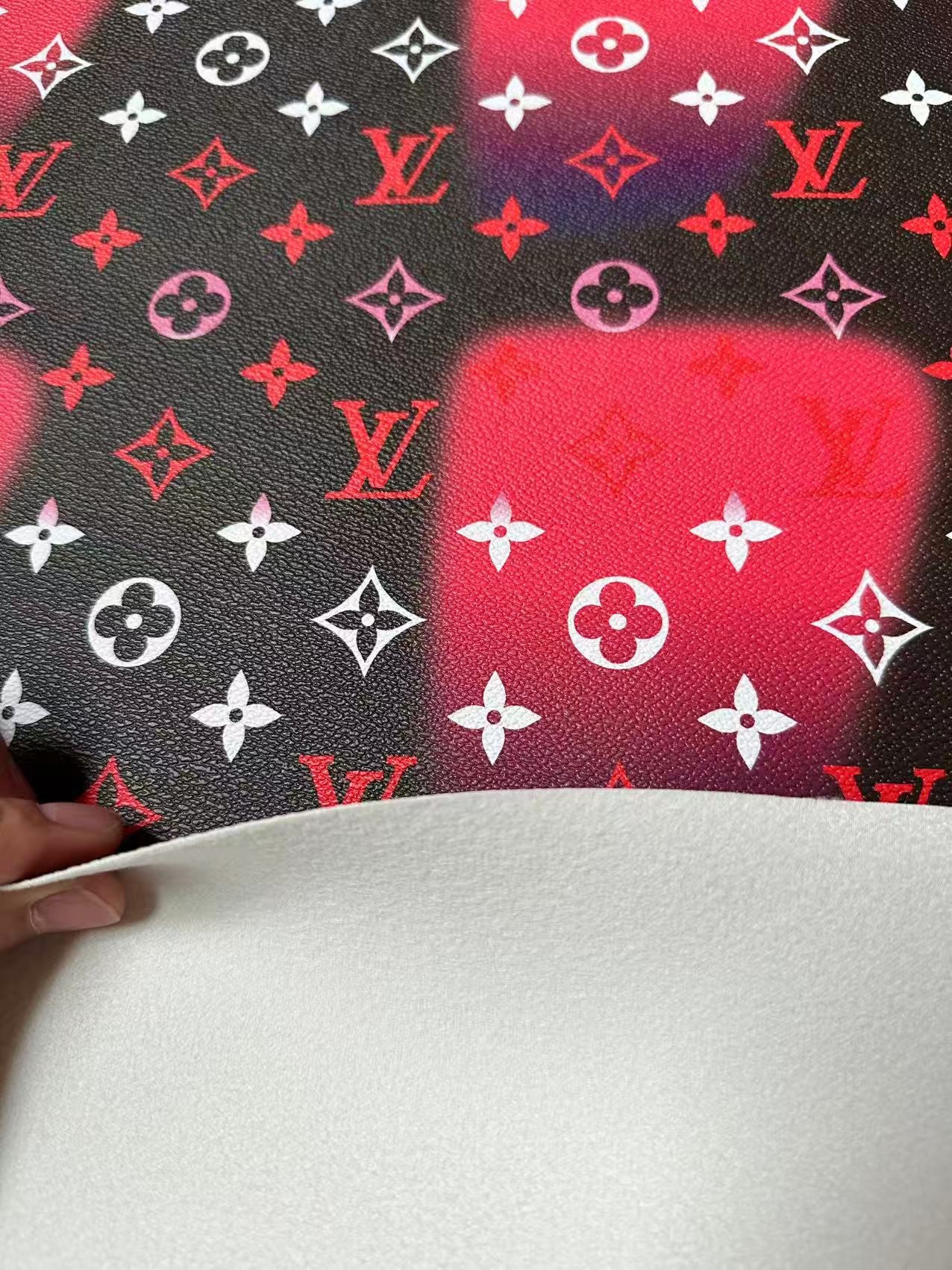 Fashion LV Hot Pink Dot Leather Fabric For Sneaker, DIY Goods By Yard