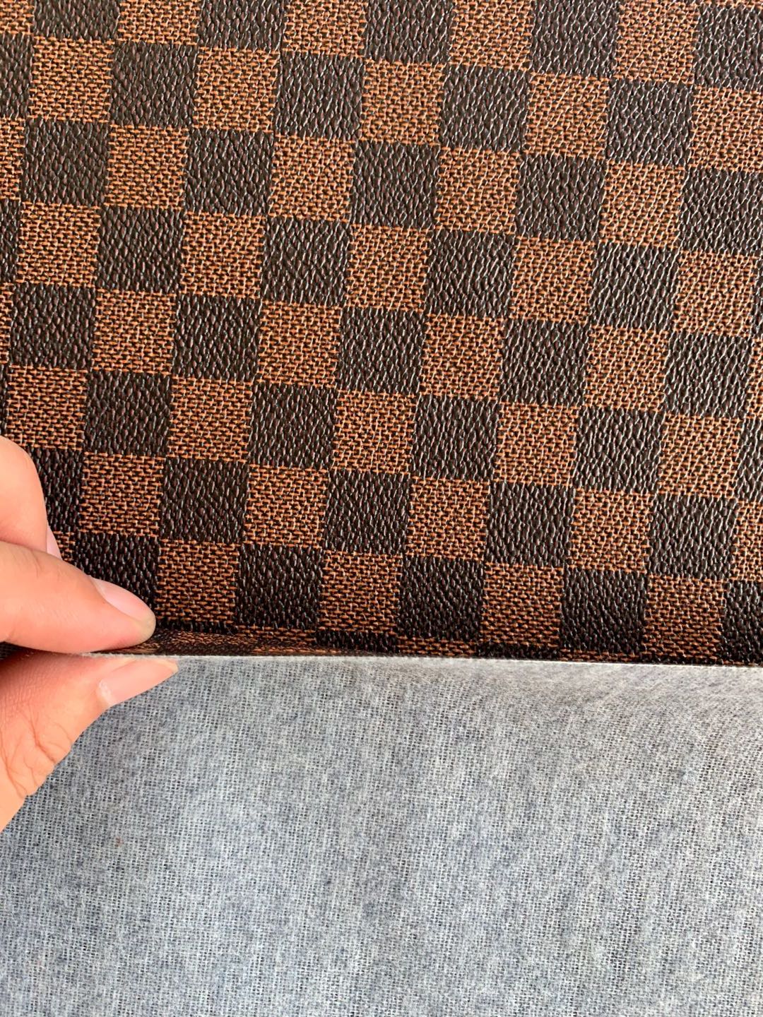 Classic Plaid Leather Fabric Handmade Shoes Fabric,The Purse Fabric Bags fabric(brown)