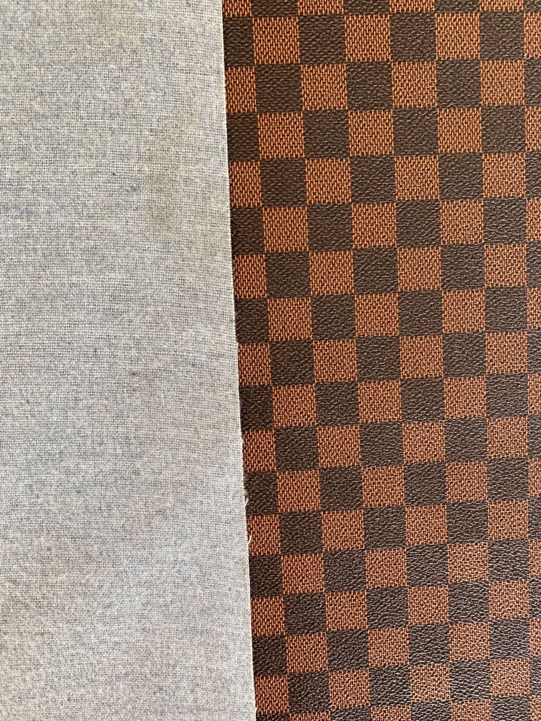 Classic Plaid Leather Fabric Handmade Shoes Fabric,The Purse Fabric Bags fabric(brown)