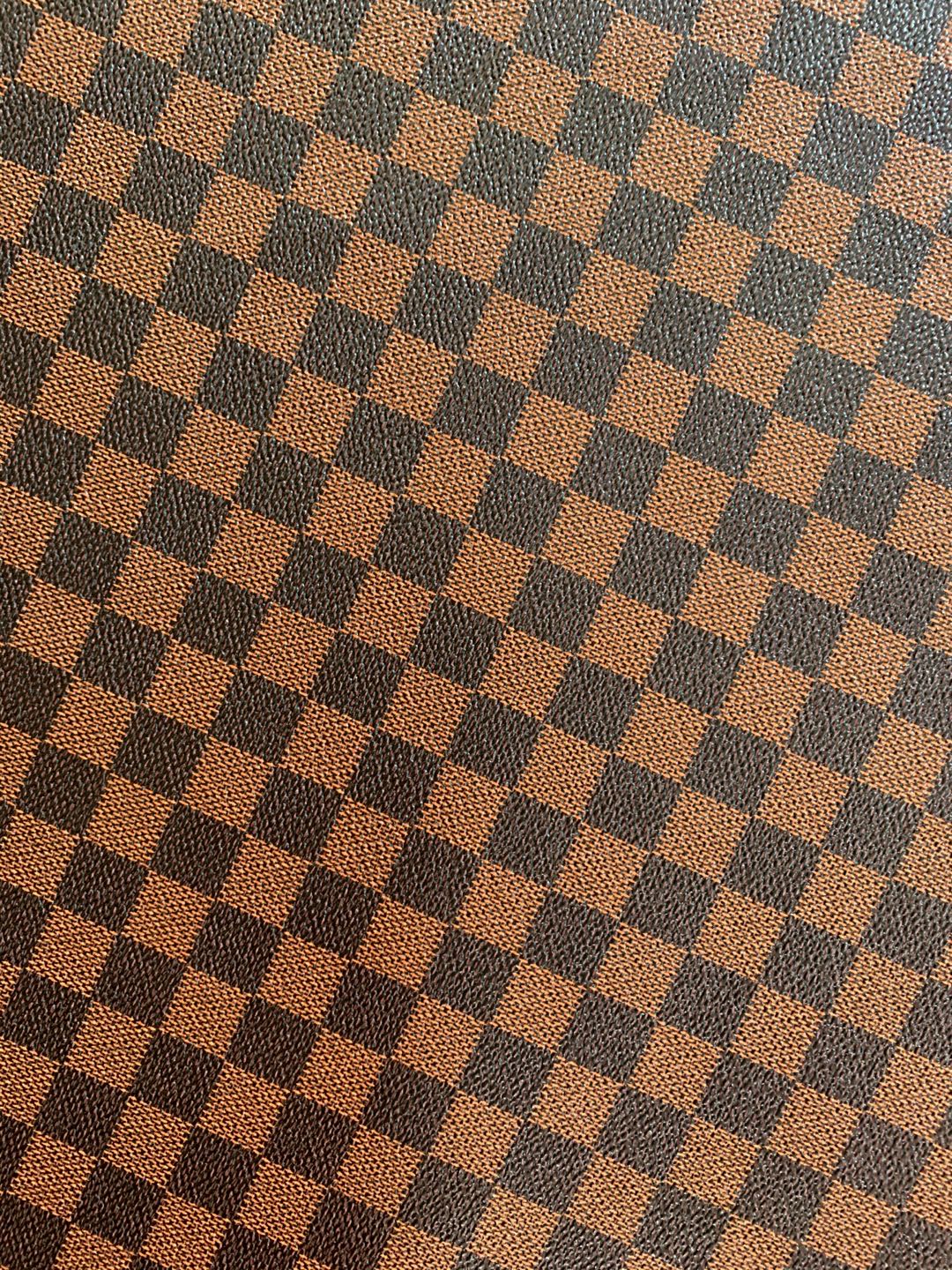 Classic Plaid Leather Fabric Handmade Shoes Fabric,The Purse Fabric Bags fabric(brown)