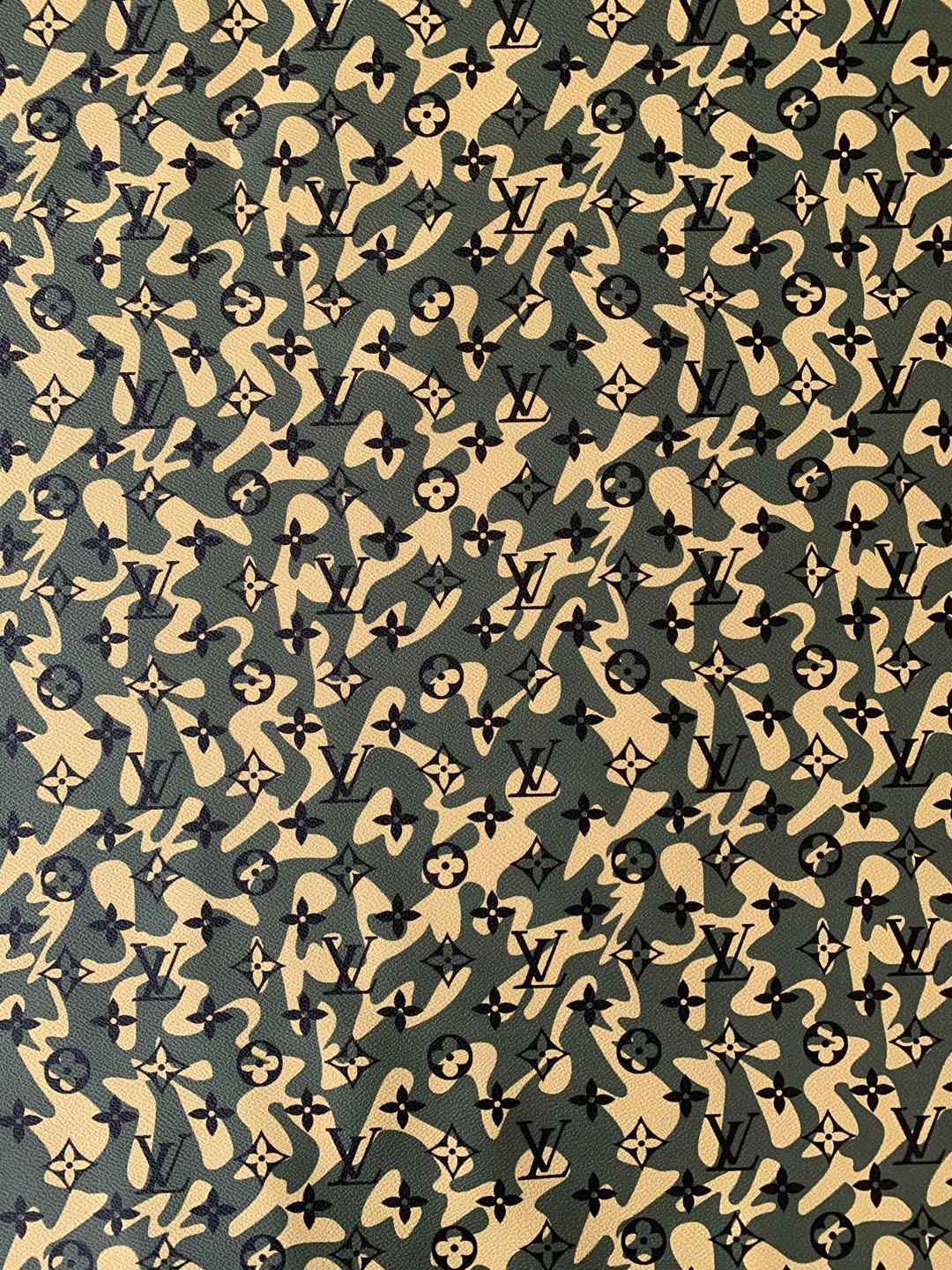 Classic LV Camouflage Leather Case Fabric,Handmade Bag Fabric,Hand-made Shoes Leather Fabric