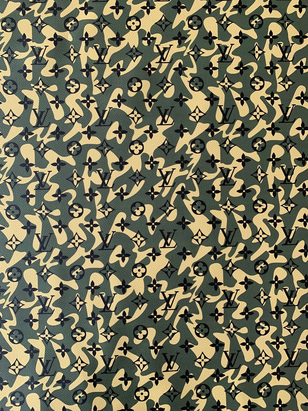 Classic LV Camouflage Leather Case Fabric,Handmade Bag Fabric,Hand-made Shoes Leather Fabric