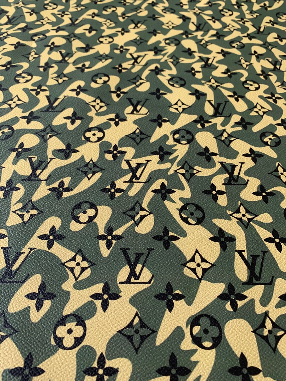 Classic LV Camouflage Leather Case Fabric,Handmade Bag Fabric,Hand-made Shoes Leather Fabric