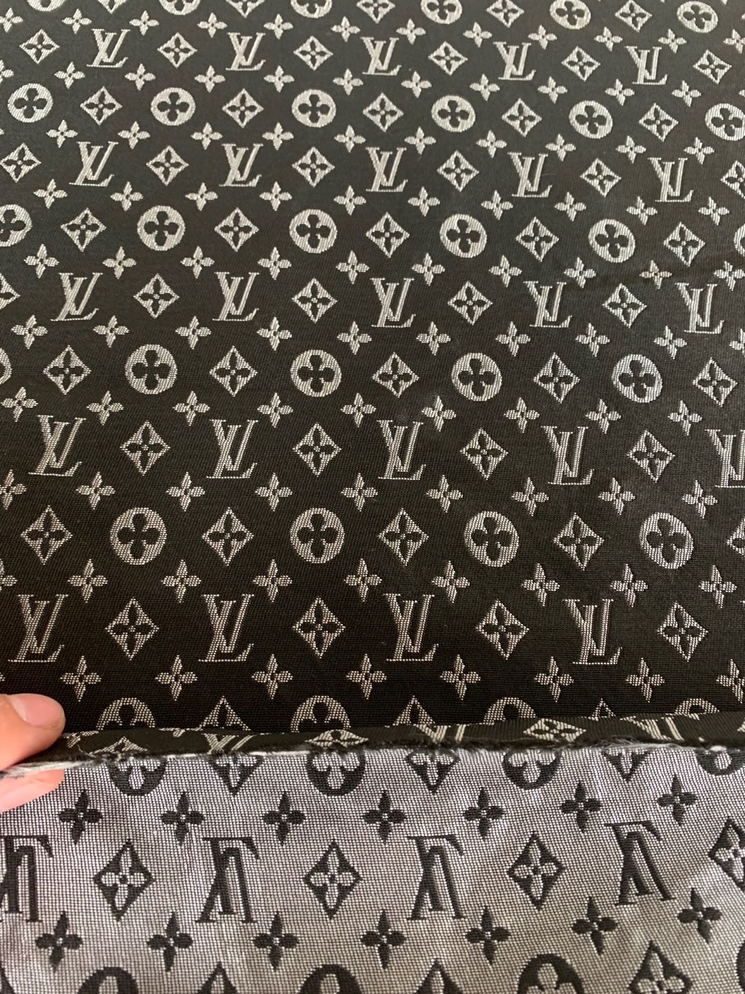 Classic LV Canvas Jacquard Fabric Cloth, Bags Fabric Shoes Fabric Hat Fabric Clothing Fabric Mask Fabric (Black)