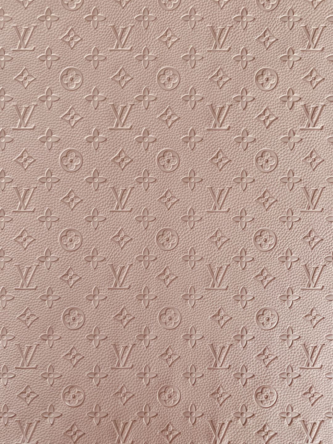 Fashion Embossed LV Crafting Leather Fabric For Handmade Bags ,shoes and DIY Handicrafts By Yards (Pink)