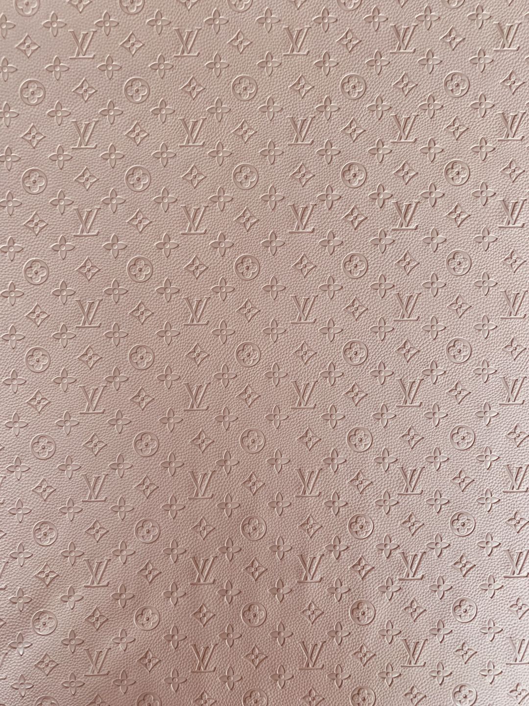 Fashion Embossed LV Crafting Leather Fabric For Handmade Bags ,shoes and DIY Handicrafts By Yards (Pink)
