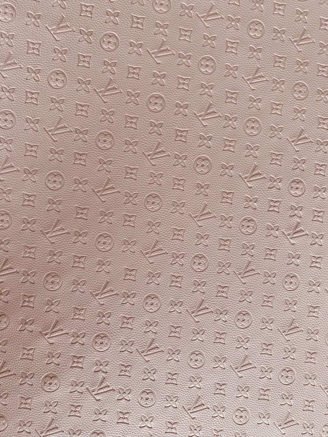 Fashion Embossed LV Crafting Leather Fabric For Handmade Bags ,shoes and DIY Handicrafts By Yards (Pink)