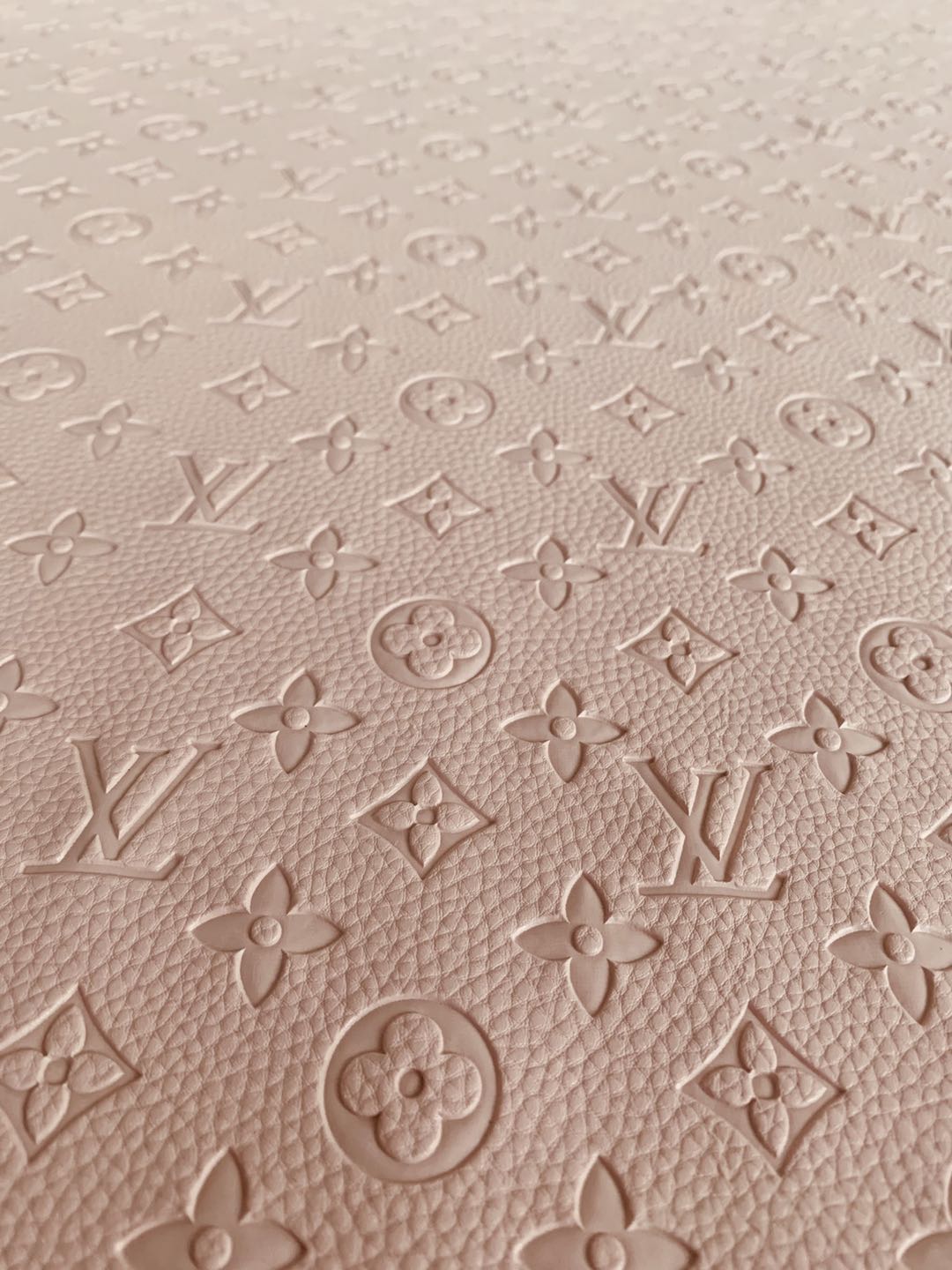 Fashion Embossed LV Crafting Leather Fabric For Handmade Bags ,shoes and DIY Handicrafts By Yards (Pink)
