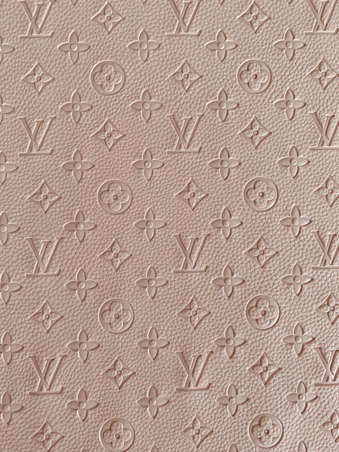 Fashion Embossed LV Crafting Leather Fabric For Handmade Bags ,shoes and DIY Handicrafts By Yards (Pink)