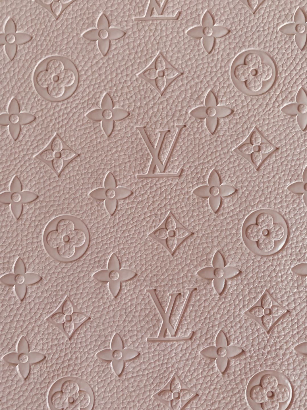 Fashion Embossed LV Crafting Leather Fabric For Handmade Bags ,shoes and DIY Handicrafts By Yards (Pink)