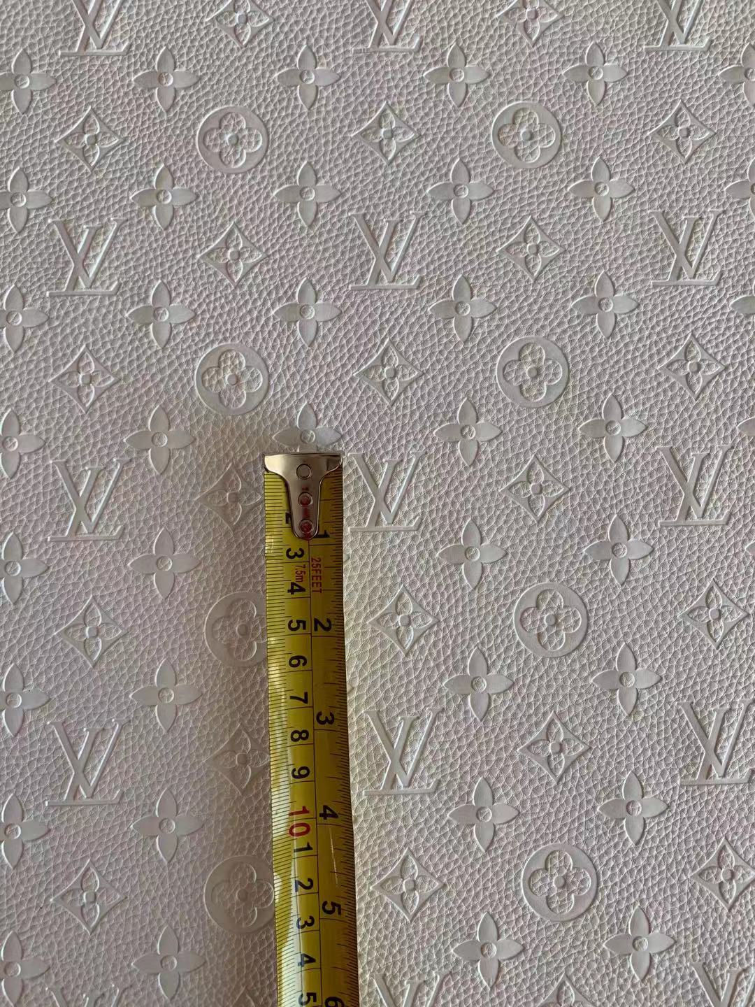 Fashion Embossed LV Crafting Leather Fabric For Handmade Bags ,Shoes and DIY Handicrafts By Yards (White)