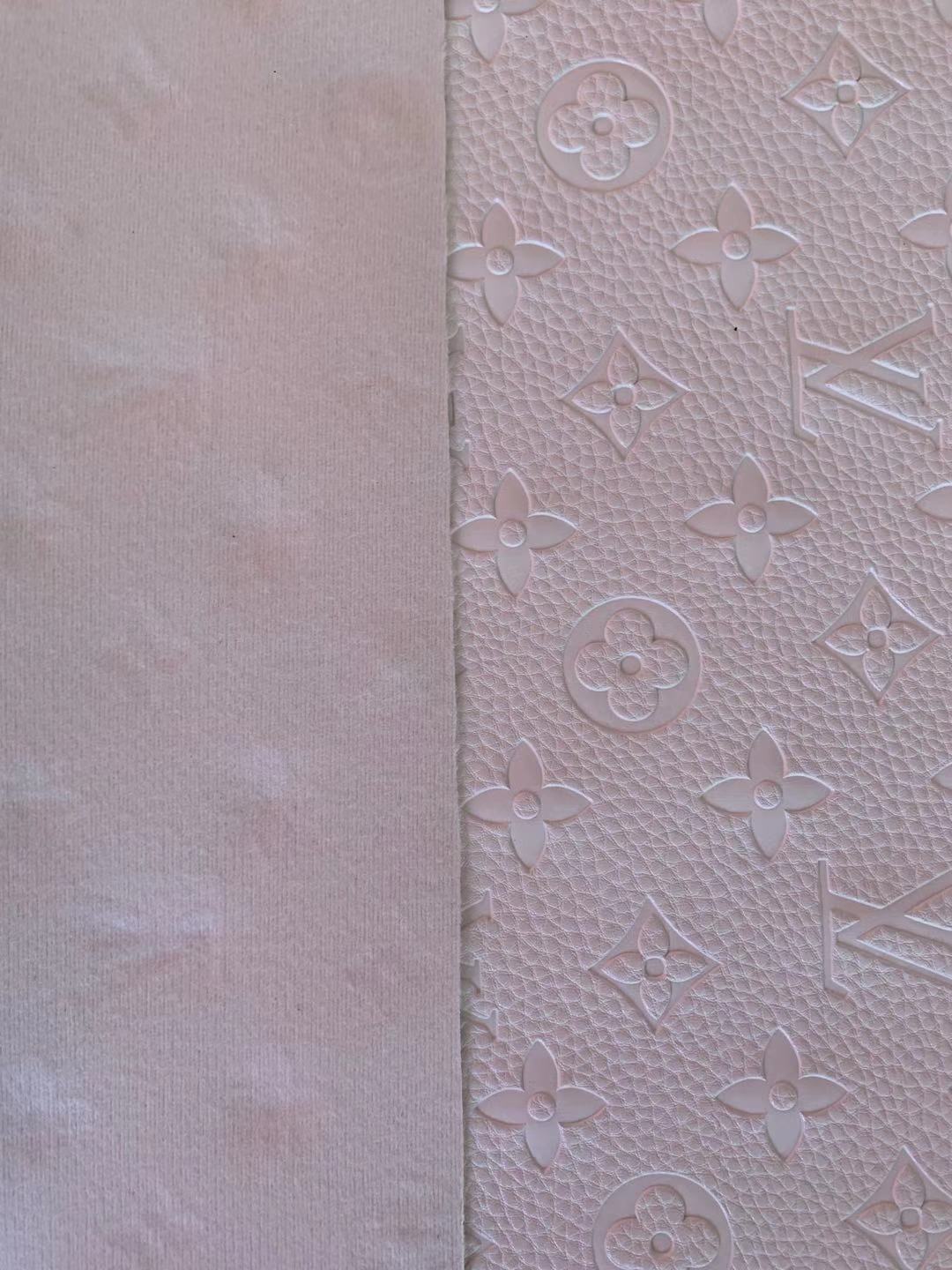 Fashion Embossed LV Crafting Leather Fabric For Handmade Bags ,Shoes and DIY Handicrafts By Yards (White)