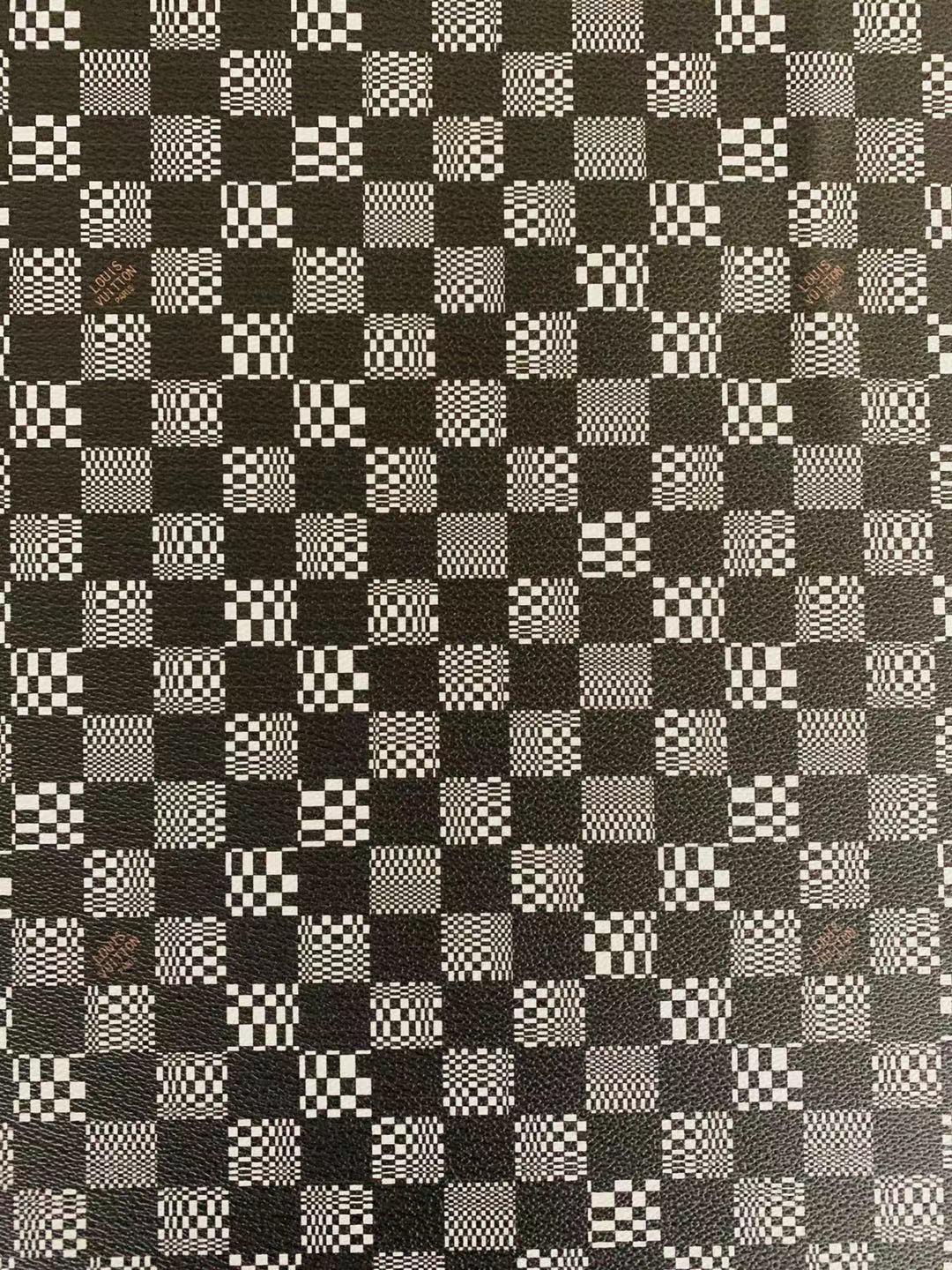 Classic Louis Vuitton Grid Leather Case Fabric,Handmade Bag Leather,Hand-made Shoes Leather Grid Leather Cup Mat Leather(Black X white)