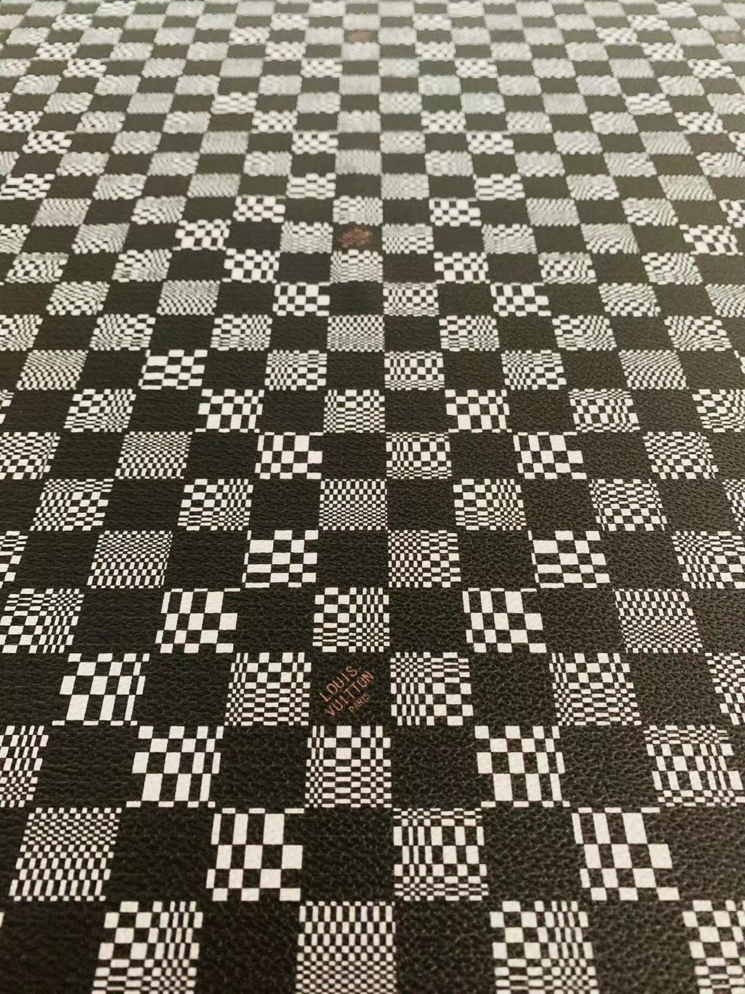 Classic Louis Vuitton Grid Leather Case Fabric,Handmade Bag Leather,Hand-made Shoes Leather Grid Leather Cup Mat Leather(Black X white)
