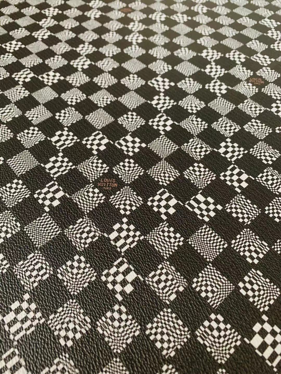 Classic Louis Vuitton Grid Leather Case Fabric,Handmade Bag Leather,Hand-made Shoes Leather Grid Leather Cup Mat Leather(Black X white)