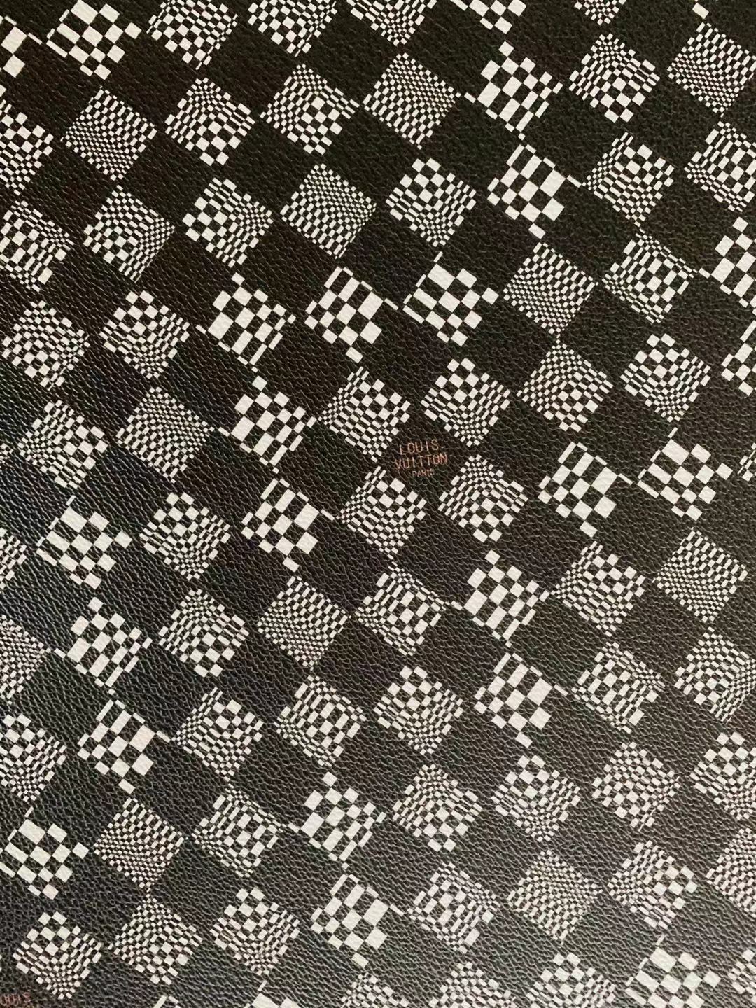 Classic Louis Vuitton Grid Leather Case Fabric,Handmade Bag Leather,Hand-made Shoes Leather Grid Leather Cup Mat Leather(Black X white)