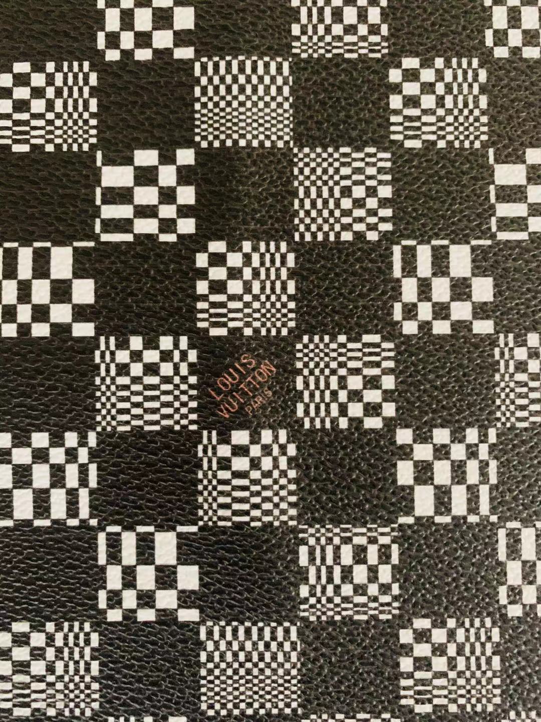 Classic Louis Vuitton Grid Leather Case Fabric,Handmade Bag Leather,Hand-made Shoes Leather Grid Leather Cup Mat Leather(Black X white)