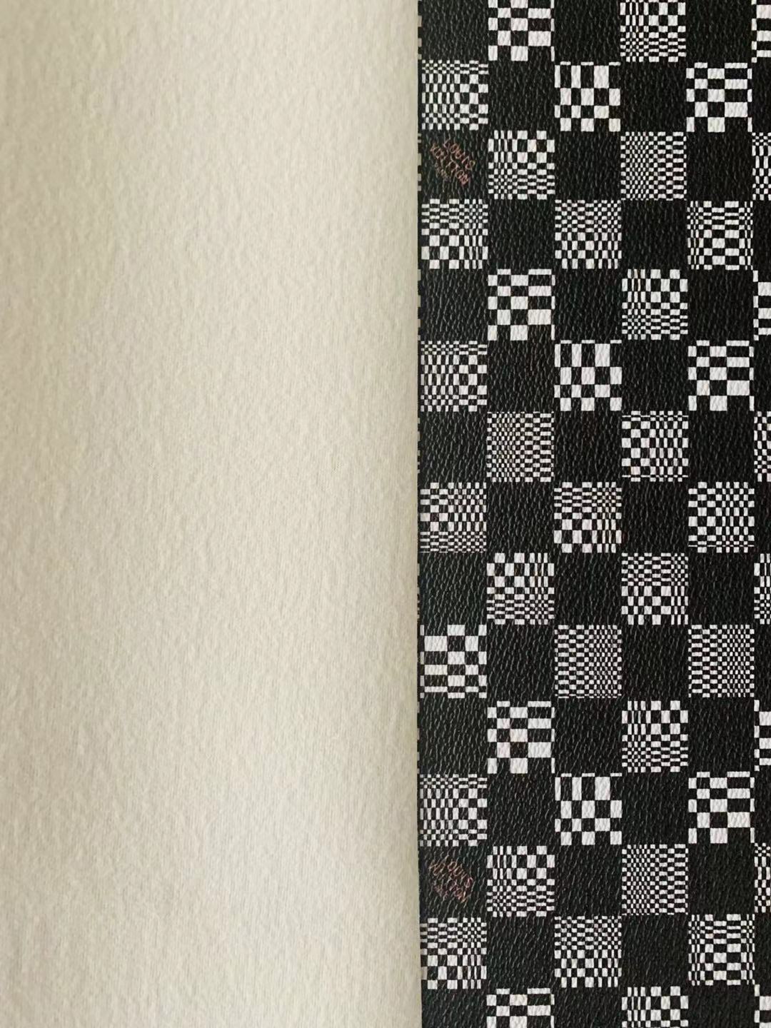 Classic Louis Vuitton Grid Leather Case Fabric,Handmade Bag Leather,Hand-made Shoes Leather Grid Leather Cup Mat Leather(Black X white)