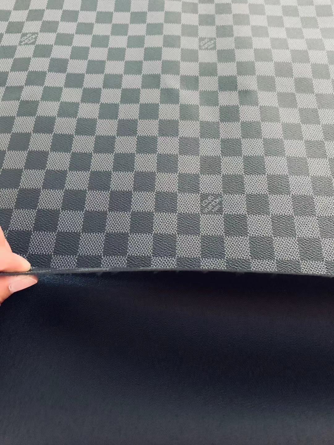 Classic Louis Vuitton Vinyl Leather Case Fabric,Handmade Bag Leather,Hand-made Shoes Leather Grid Leather Cup Mat Leather(Gray)
