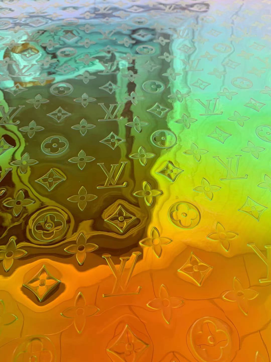 Fashion Embossed Reflective Shine LV TPU Fabric For Handmade Handicrafts By Yard