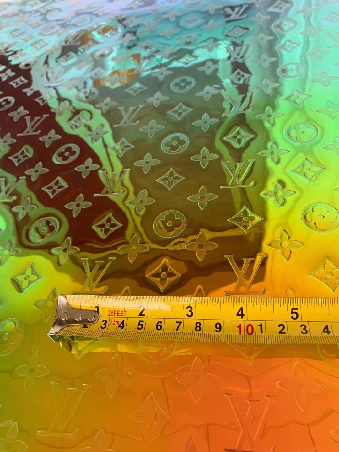 Fashion Embossed Reflective Shine LV TPU Fabric For Handmade Handicrafts By Yard