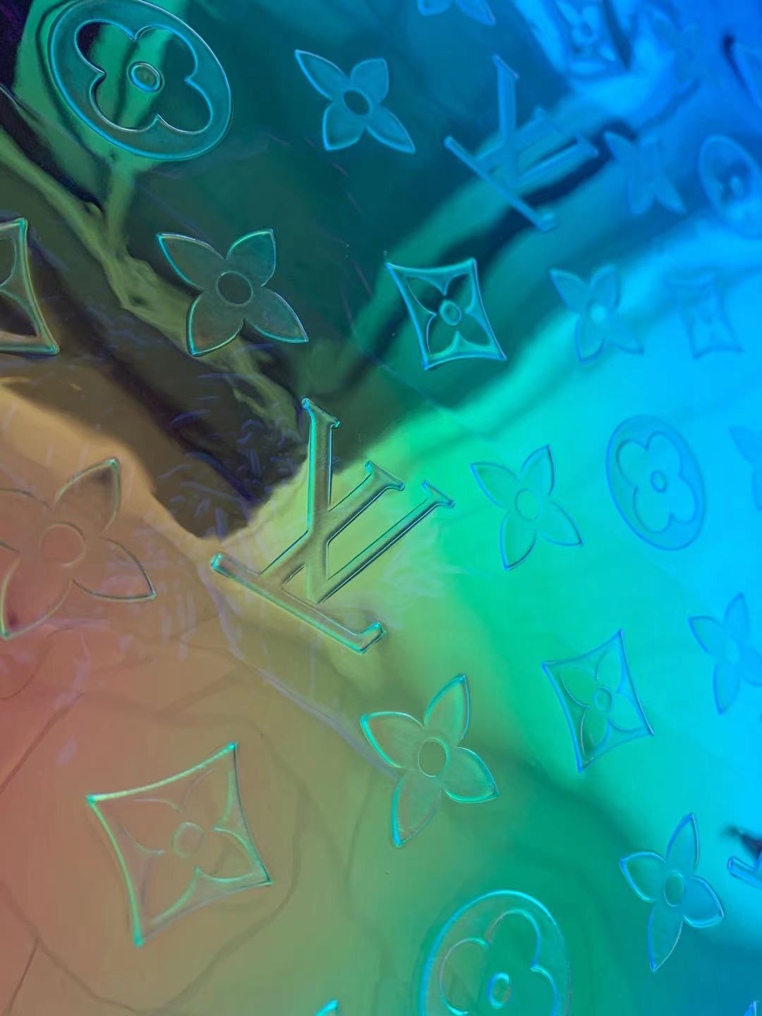 Fashion Embossed Reflective Shine LV TPU Fabric For Handmade Handicrafts By Yard