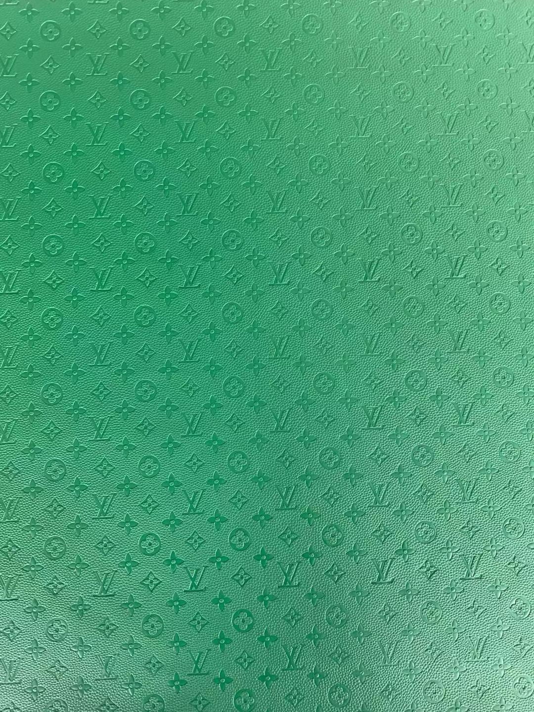 Fashion Embossed LV Crafting Leather Fabric For Handmade Bags and Shoes , Handicrafts By Yards (Green)