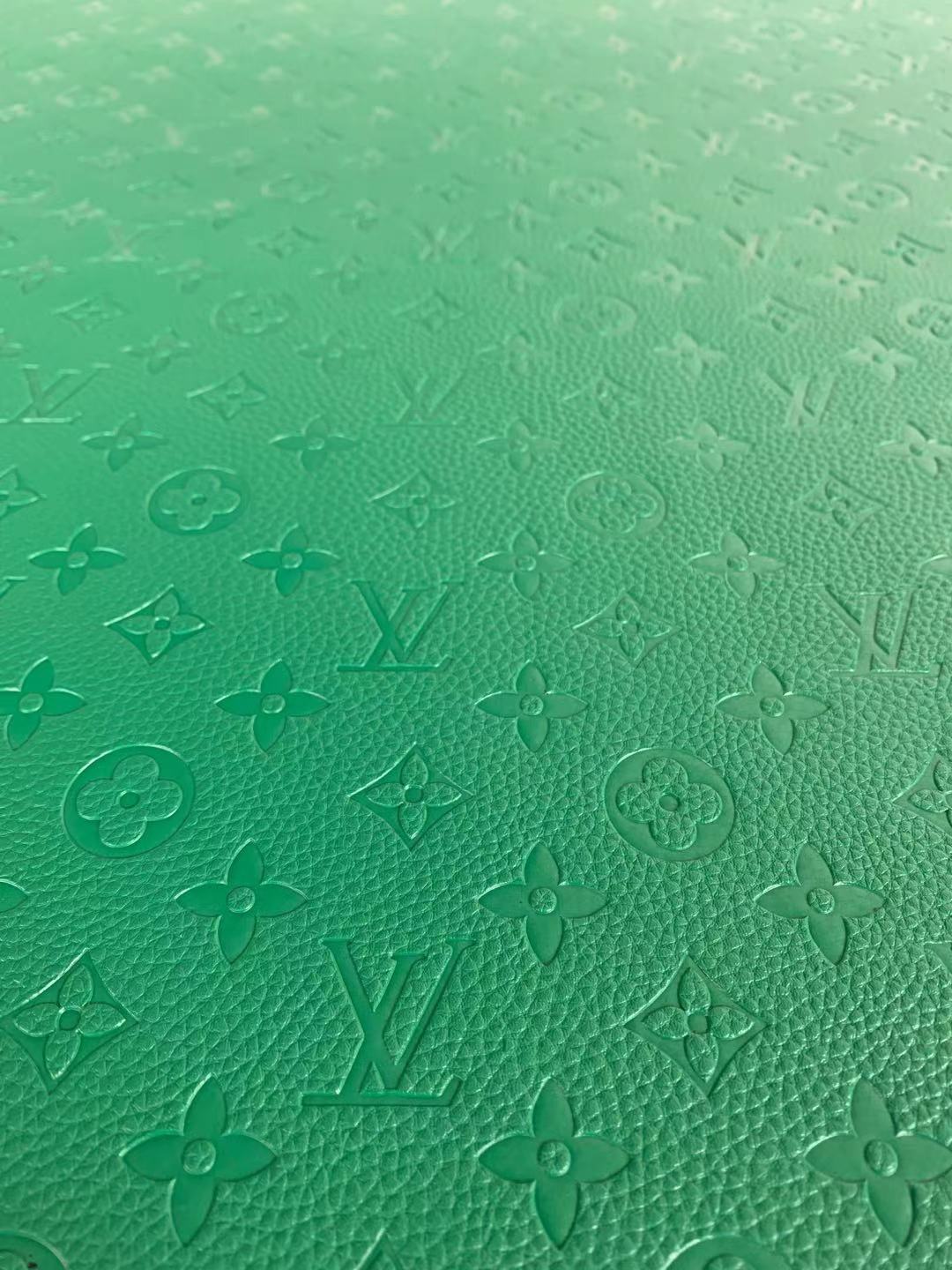 Fashion Embossed LV Crafting Leather Fabric For Handmade Bags and Shoes , Handicrafts By Yards (Green)