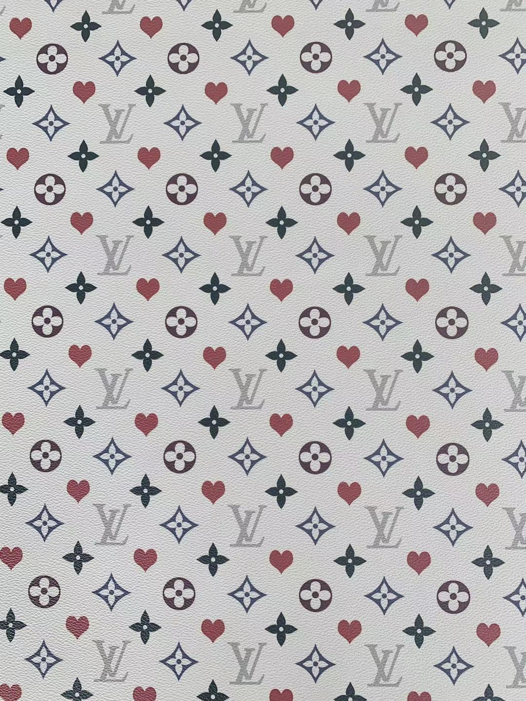 Classic Love LV Leather Case Fabric,Handmade Bag Fabric,Hand-made Shoes Leather Fabric By Yard (White)
