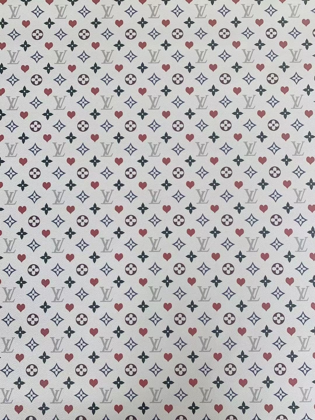 Classic Love LV Leather Case Fabric,Handmade Bag Fabric,Hand-made Shoes Leather Fabric By Yard (White)