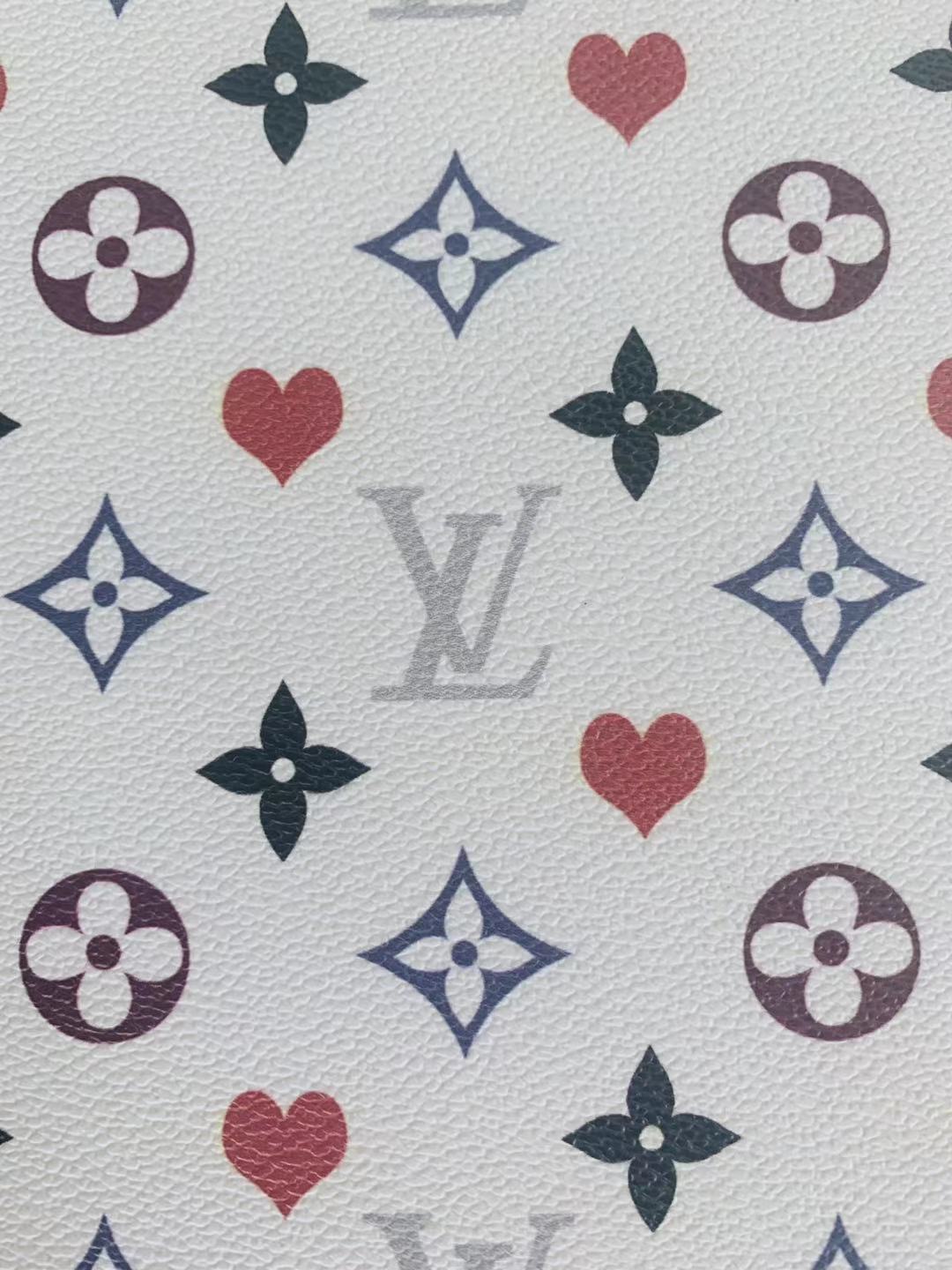Classic Love LV Leather Case Fabric,Handmade Bag Fabric,Hand-made Shoes Leather Fabric By Yard (White)