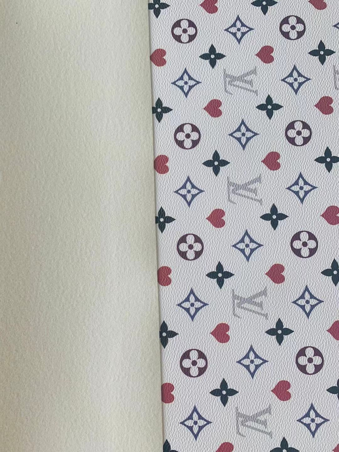 Classic Love LV Leather Case Fabric,Handmade Bag Fabric,Hand-made Shoes Leather Fabric By Yard (White)