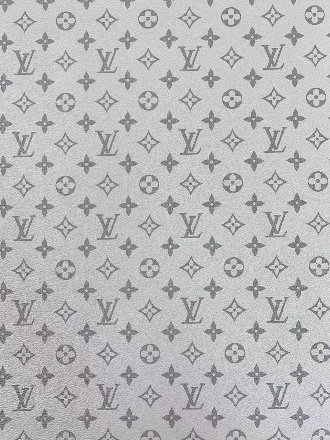 Classic LV vinyl crafting leather fabric For Handmade Shoes,Furniture ,Bike ,Bag and DIY Handicrafts By Yard (White)