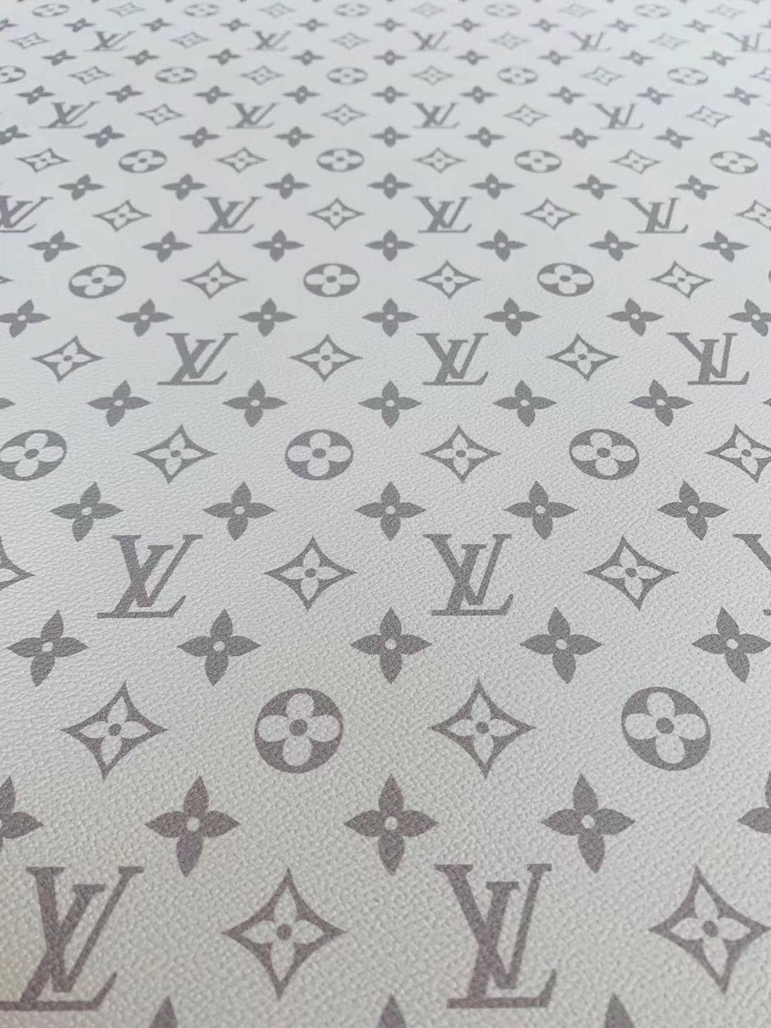 Classic LV vinyl crafting leather fabric For Handmade Shoes,Furniture ,Bike ,Bag and DIY Handicrafts By Yard (White)