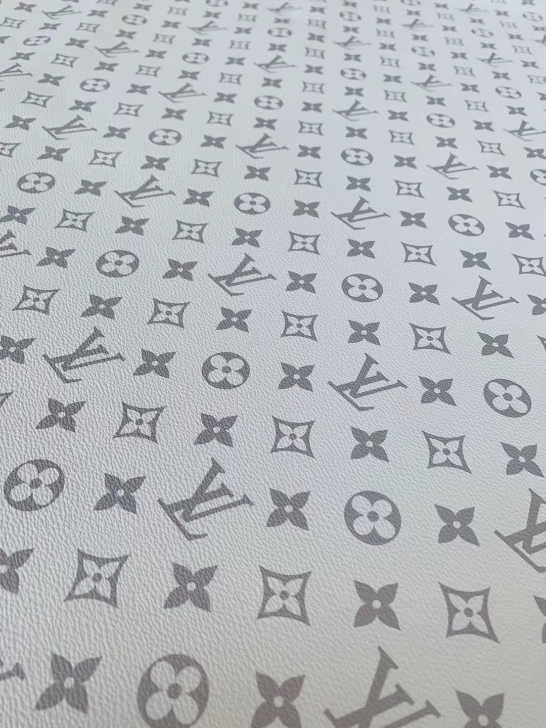 Classic LV vinyl crafting leather fabric For Handmade Shoes,Furniture ,Bike ,Bag and DIY Handicrafts By Yard (White)