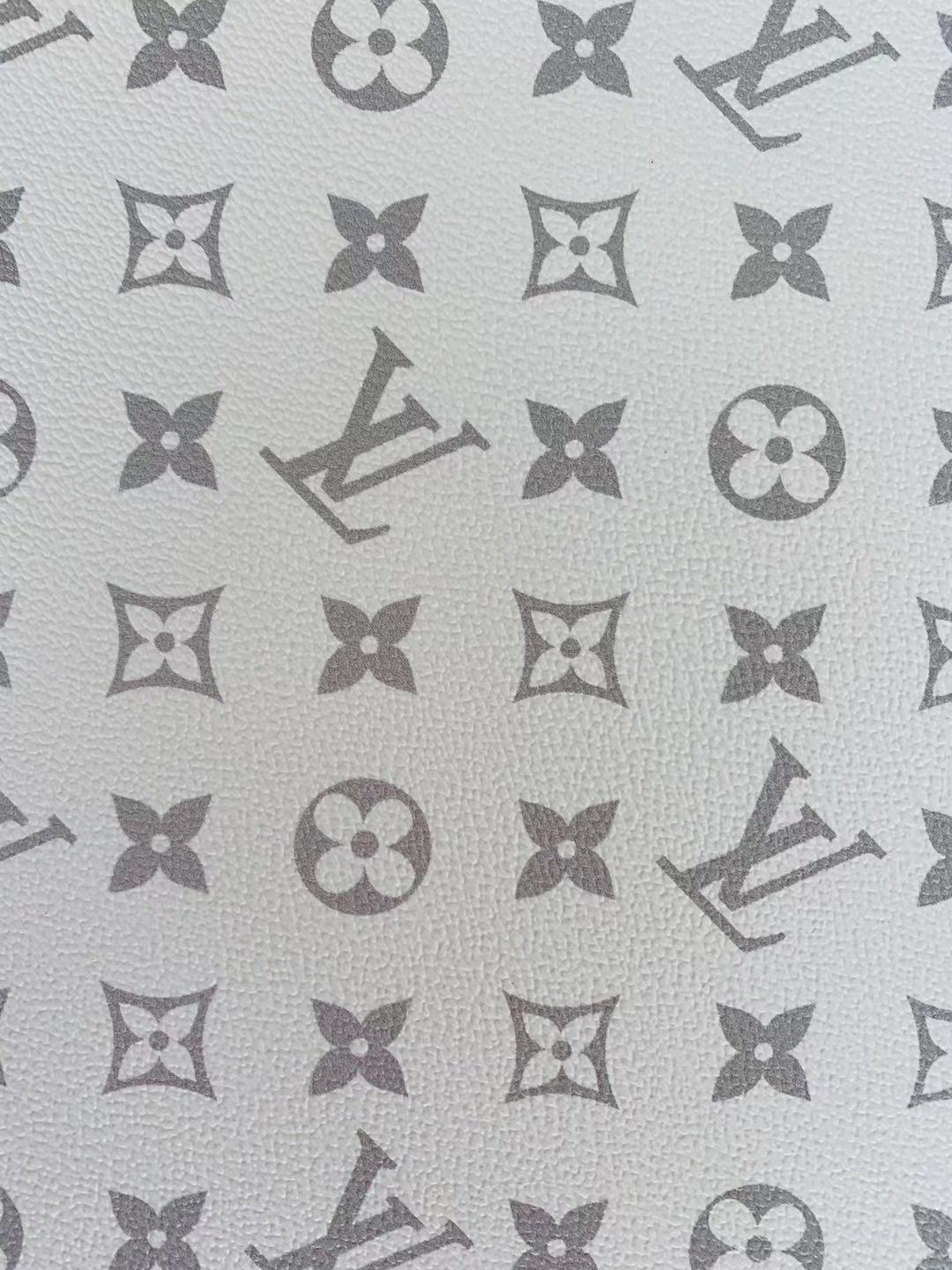 Classic LV vinyl crafting leather fabric For Handmade Shoes,Furniture ,Bike ,Bag and DIY Handicrafts By Yard (White)