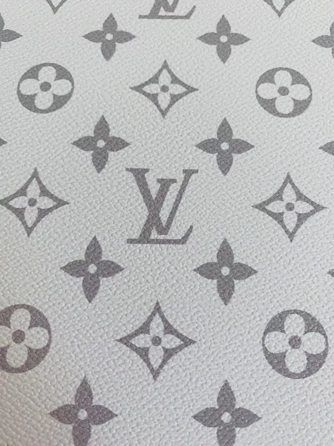 Classic LV vinyl crafting leather fabric For Handmade Shoes,Furniture ,Bike ,Bag and DIY Handicrafts By Yard (White)
