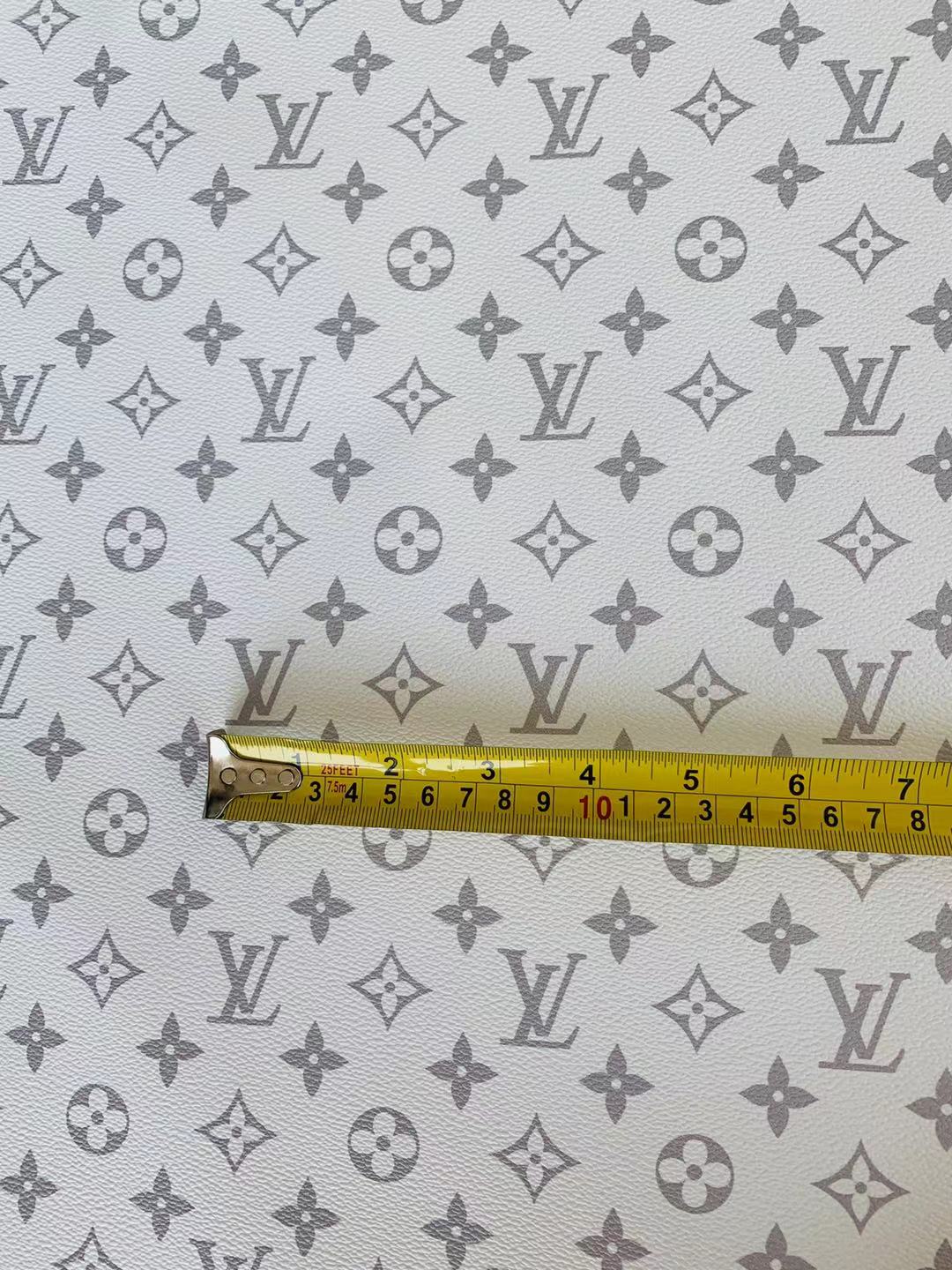 Classic LV vinyl crafting leather fabric For Handmade Shoes,Furniture ,Bike ,Bag and DIY Handicrafts By Yard (White)