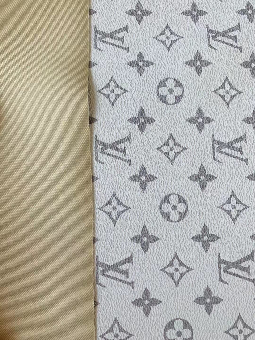 Classic LV vinyl crafting leather fabric For Handmade Shoes,Furniture ,Bike ,Bag and DIY Handicrafts By Yard (White)