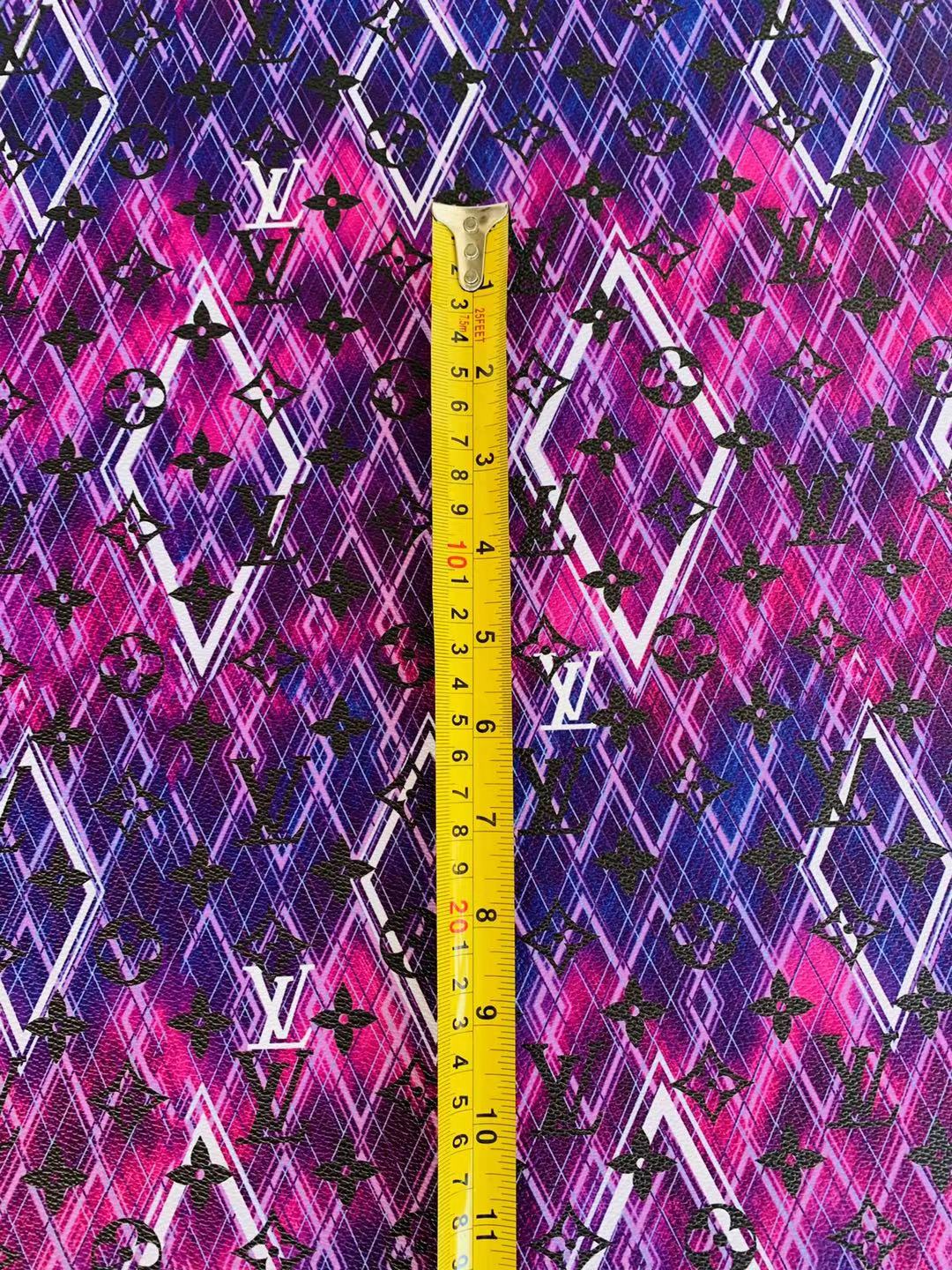 Classic Gradual Change Purple Pattern LV Leather Case Fabric,Handmade Bag Fabric,Hand-made Shoes Leather Fabric By Yard